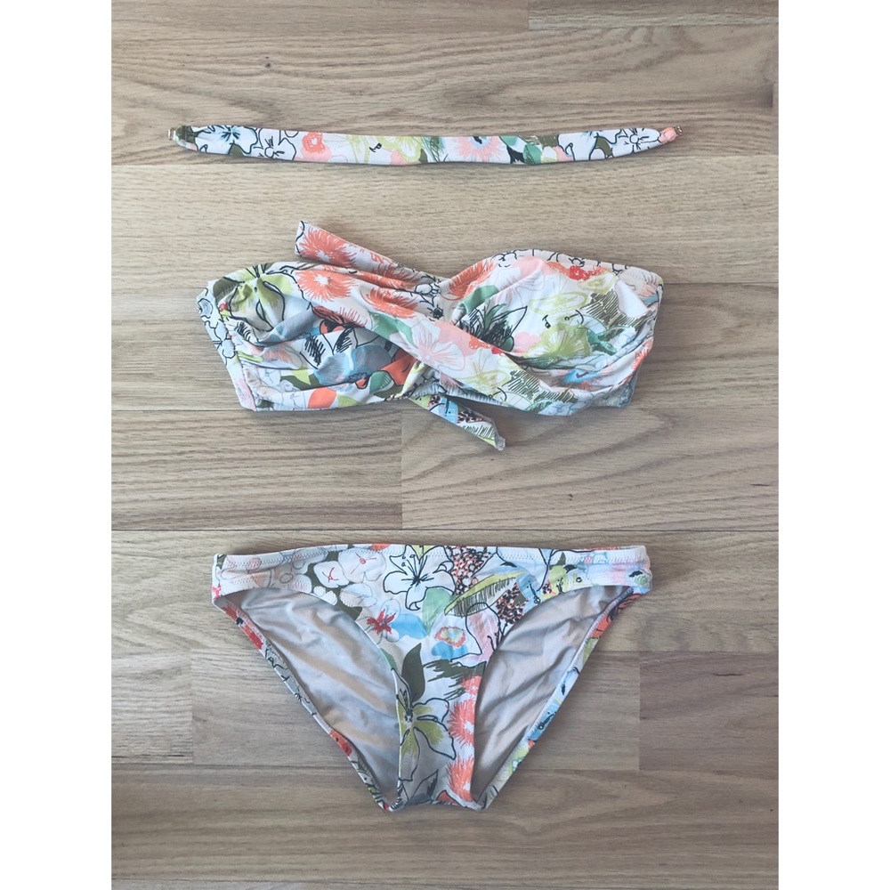 J. Crew Twist Bandeau Underwire Top Floral